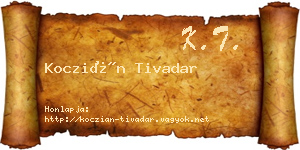 Koczián Tivadar névjegykártya